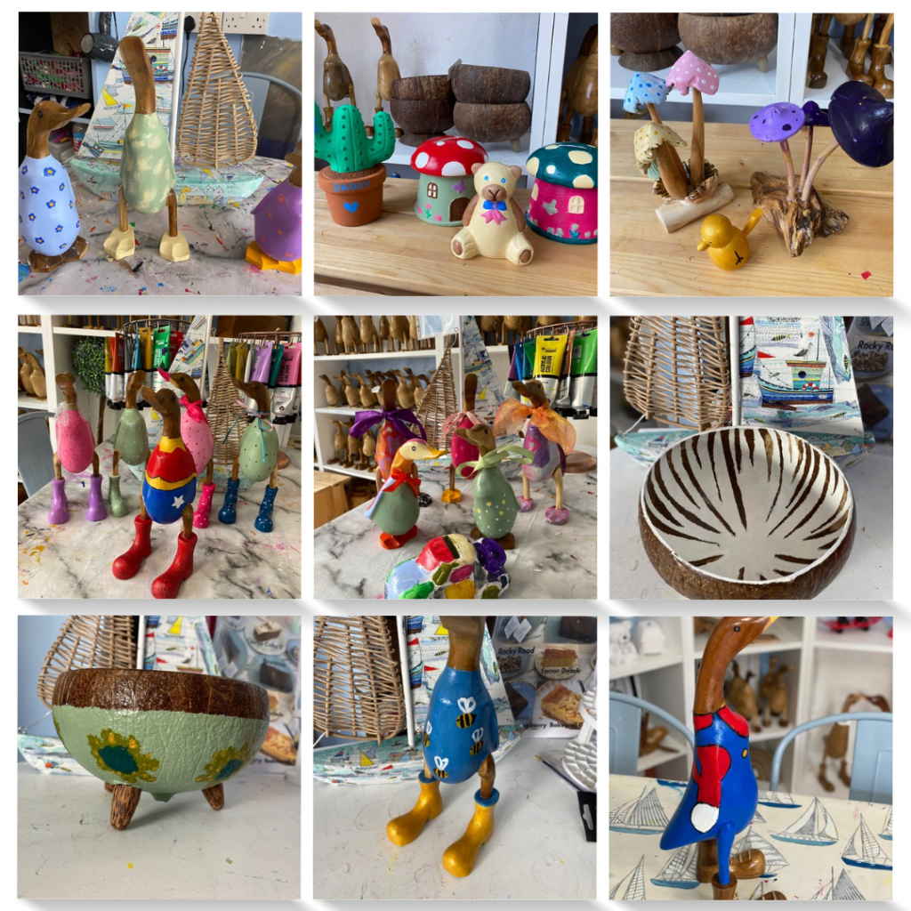 Lots of things to do in Exmouth at arty boat, finished painted wooden items