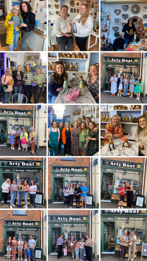 Happy customers at arty boat