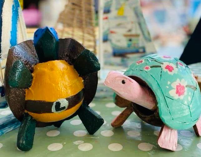 wooden turtles painted