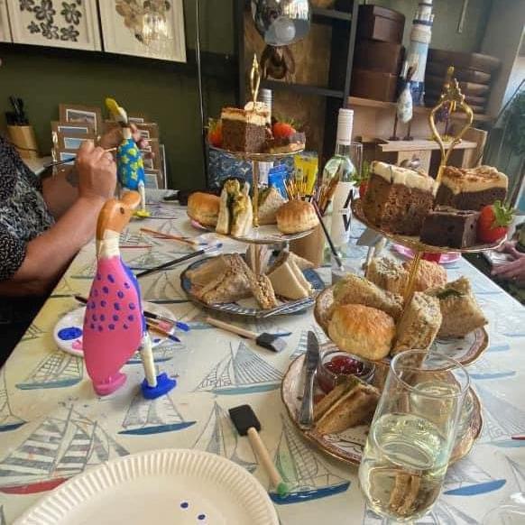 Days out & things to do in exmouth, arty boat sip & paint session, painting wooden ducks and pottery
