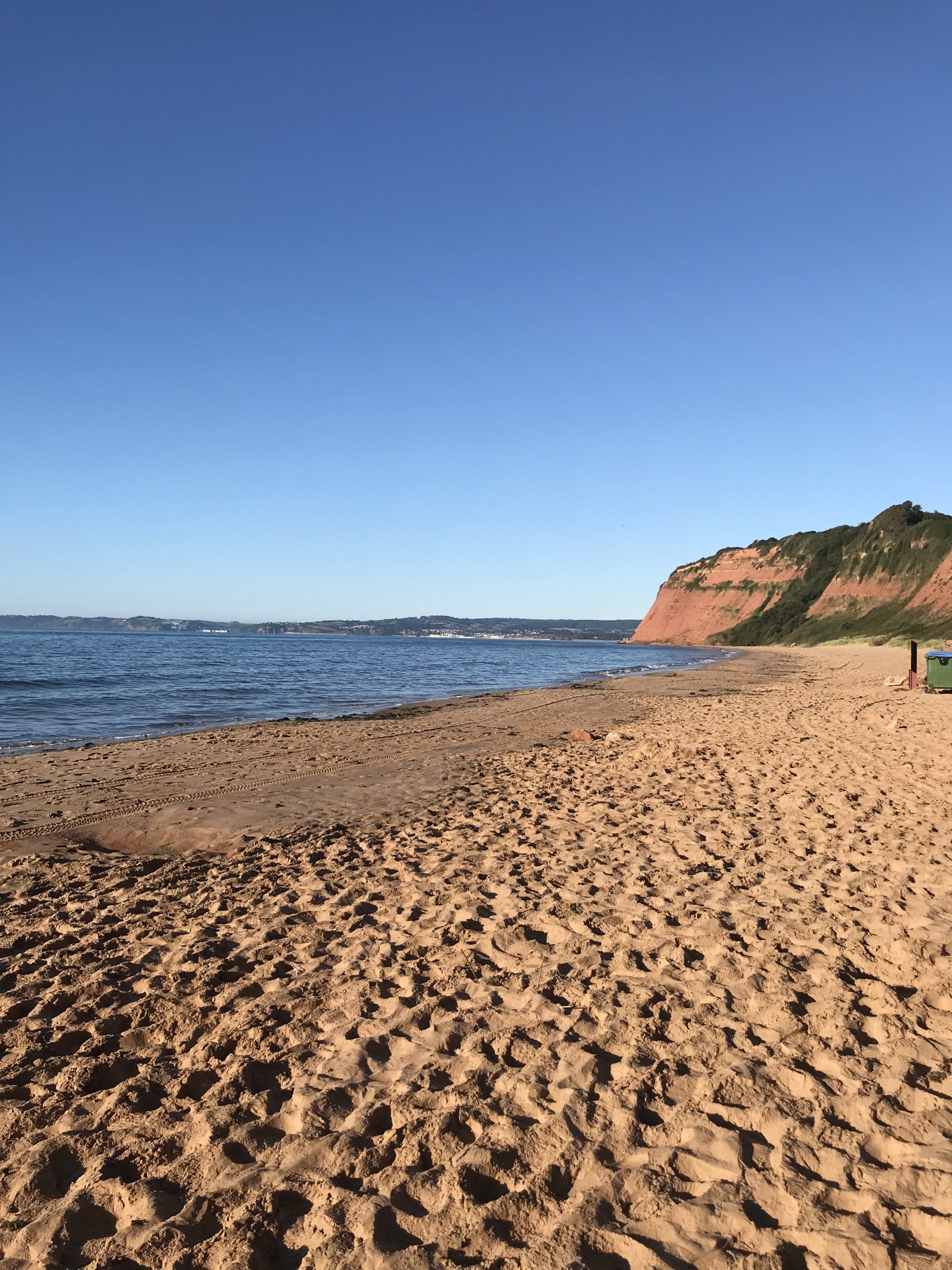Devon Cliffs beach near Exmouth with red sandstone cliffs