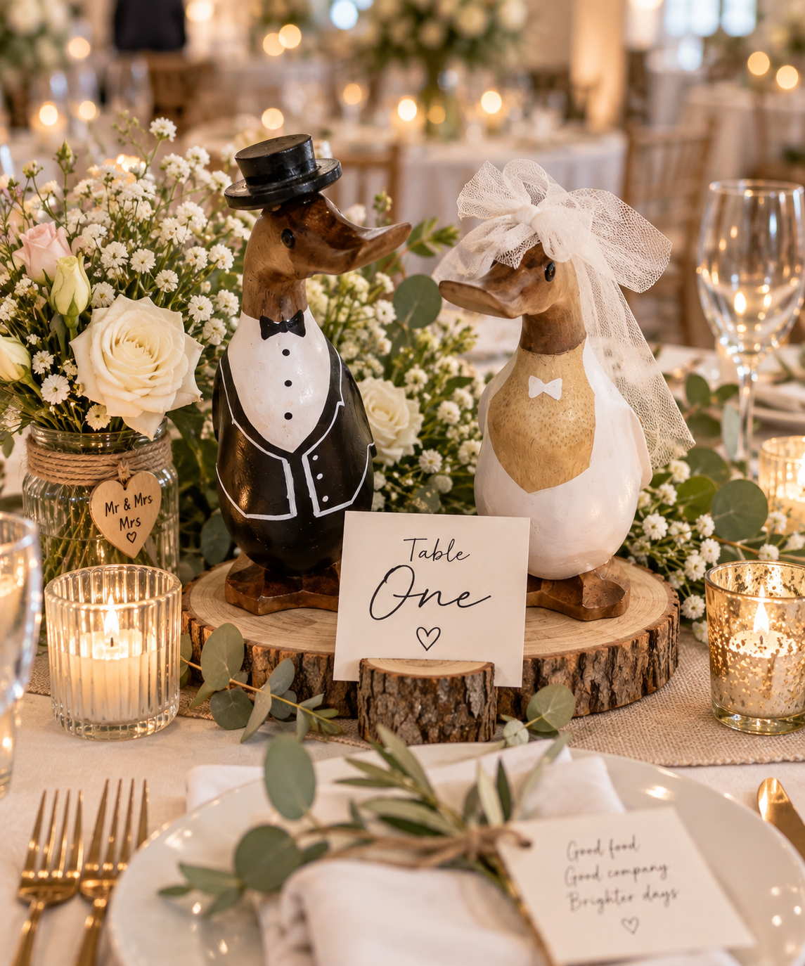 Unique Wedding Duck table decoration idea