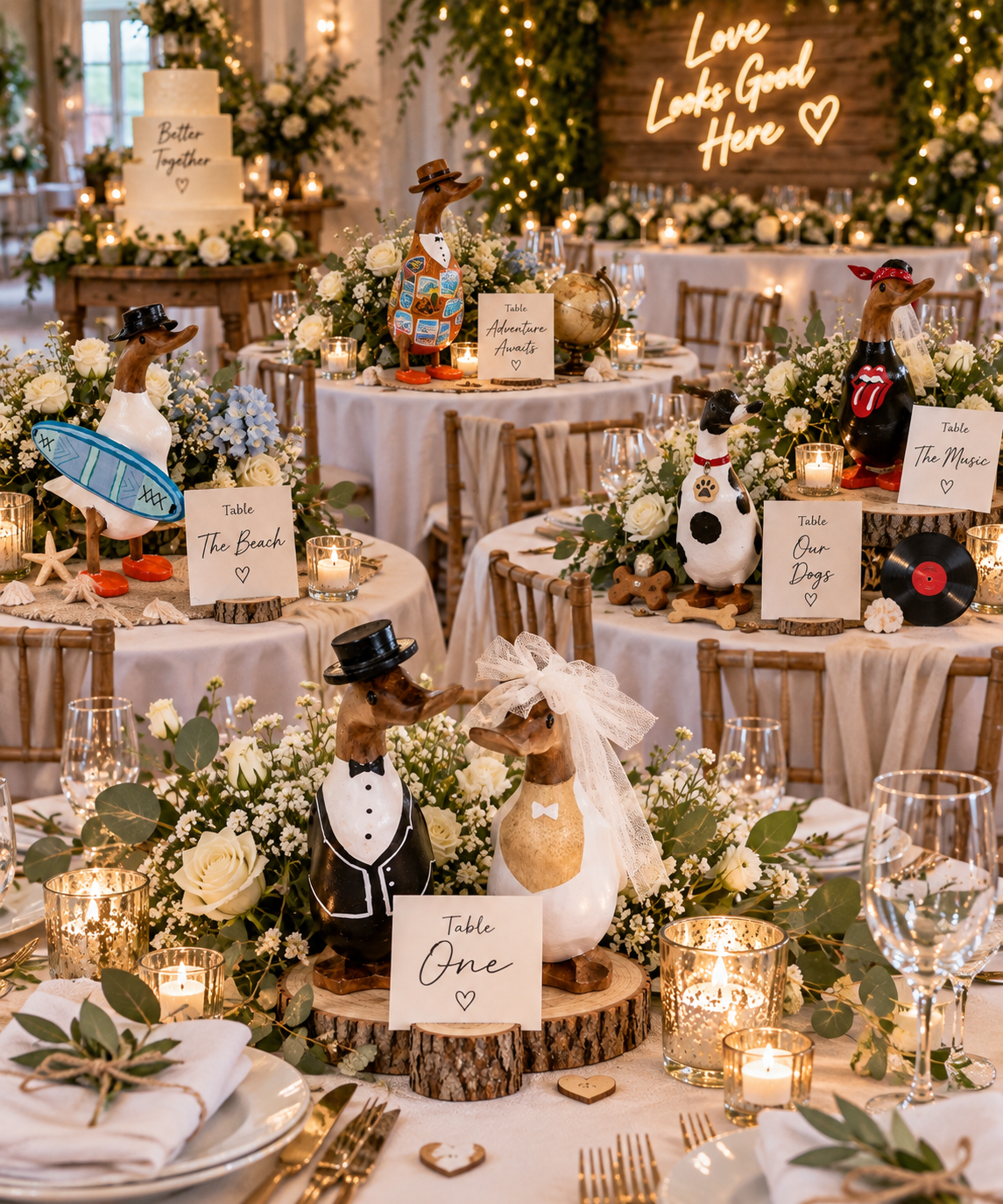 Wedding Ducks personalised wooden duck wedding table decorations