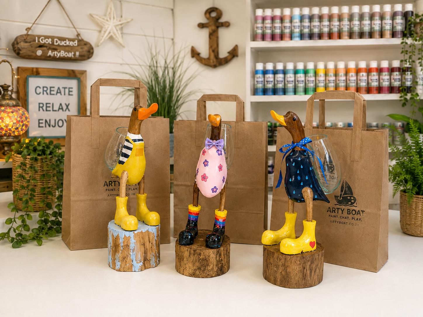 Hand painted Wedding Ducks used as wedding decorations