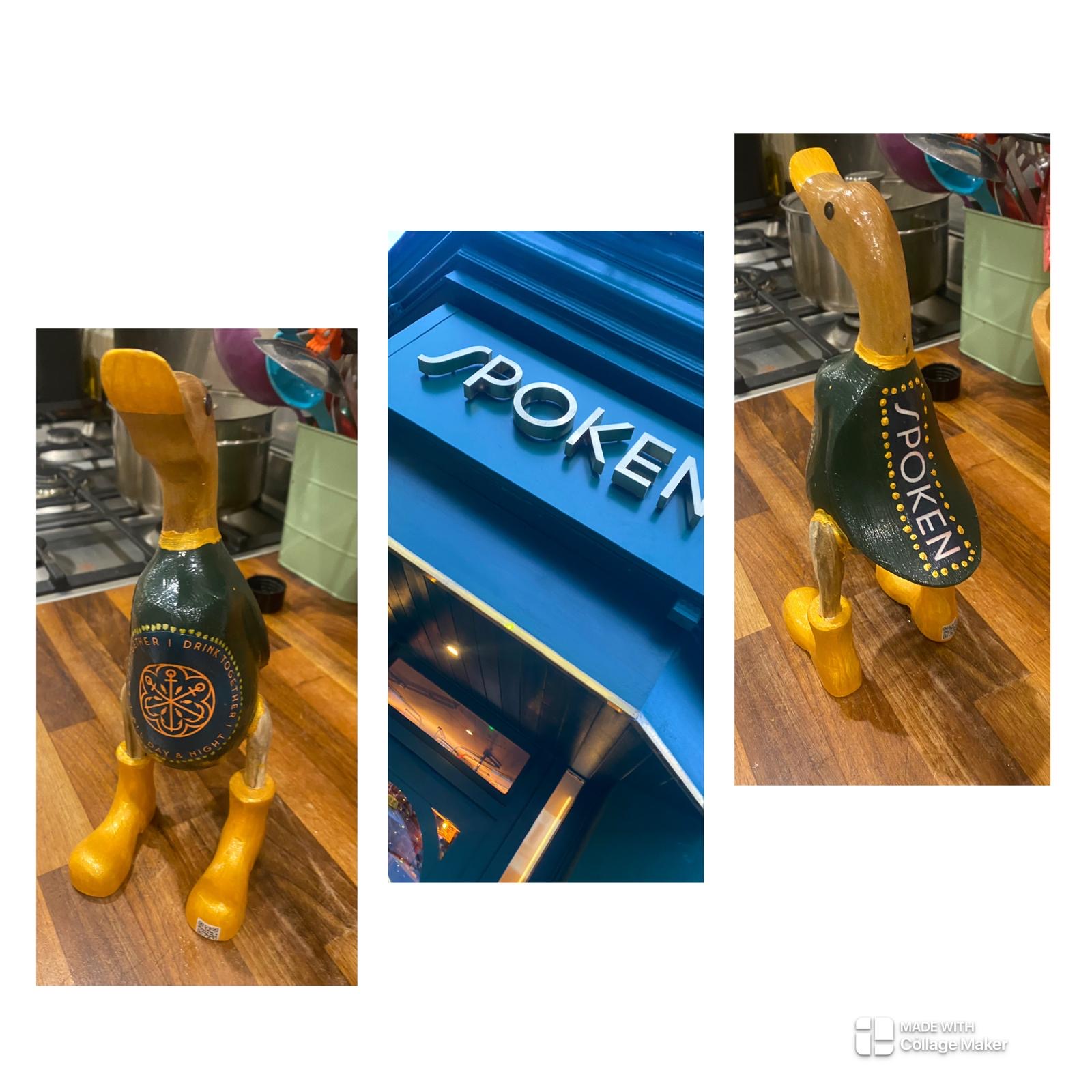 Personalised wooden duck made by Arty Boat for Spoken in Exmouth
